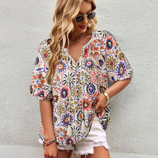 Blouse Bohème Chic à Imprimé Floral