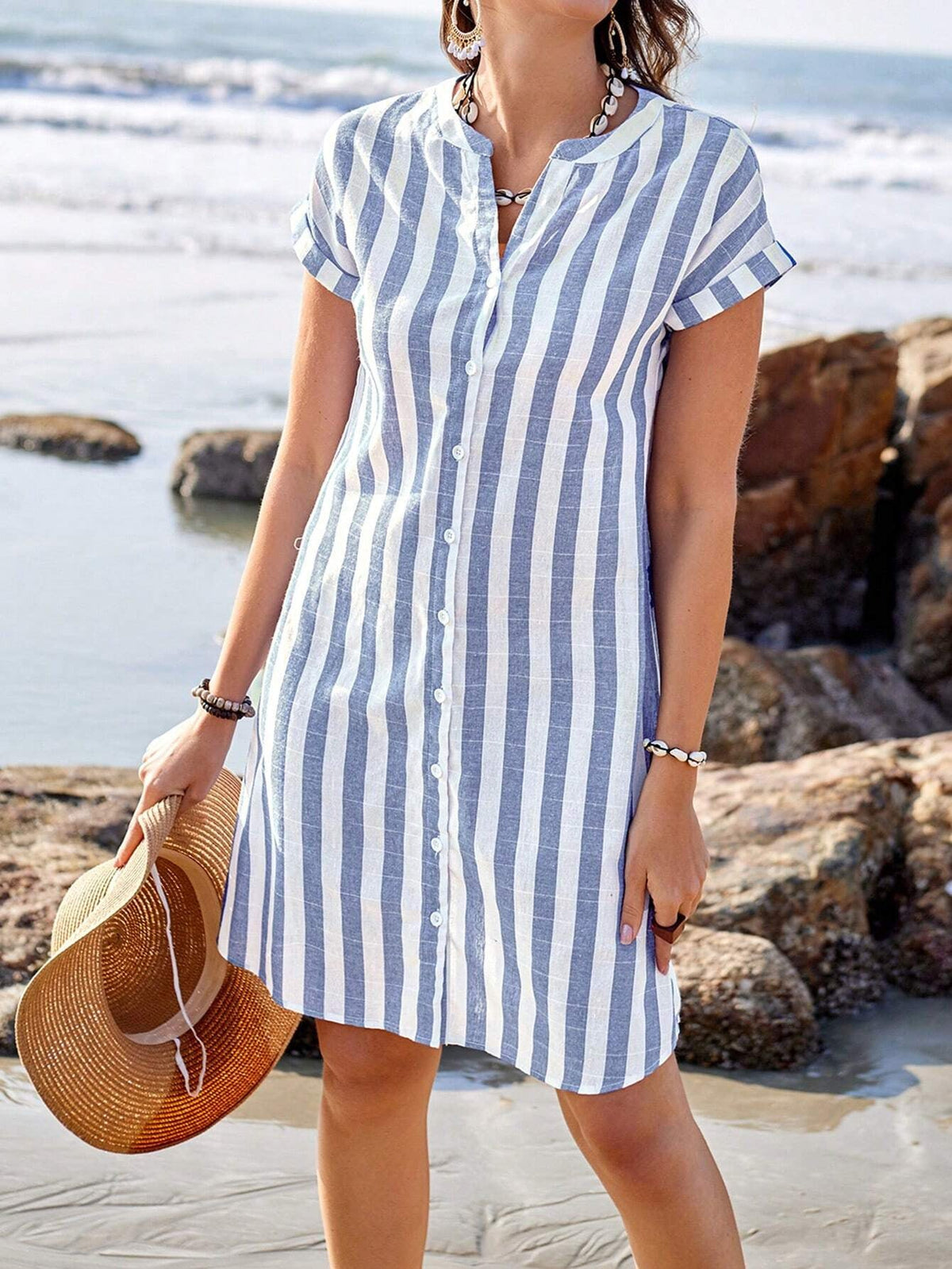 Chemise rayée décontractée à coupe ample