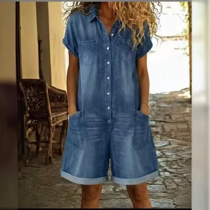 Combinaison Short en Jean – Coupe Décontractée