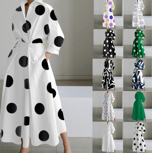 Robe Longue Élégante à Manches Longues avec Taille Ceinturée
